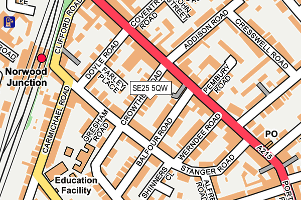 SE25 5QW map - OS OpenMap – Local (Ordnance Survey)