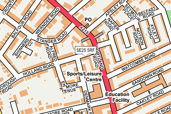SE25 5RF map - OS OpenMap – Local (Ordnance Survey)