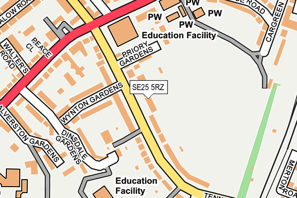 SE25 5RZ map - OS OpenMap – Local (Ordnance Survey)