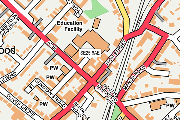 SE25 6AE map - OS OpenMap – Local (Ordnance Survey)