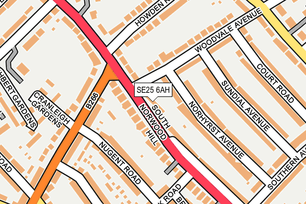 SE25 6AH map - OS OpenMap – Local (Ordnance Survey)