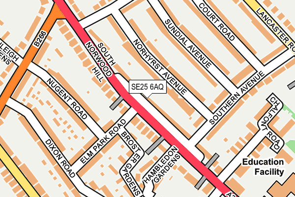 SE25 6AQ map - OS OpenMap – Local (Ordnance Survey)