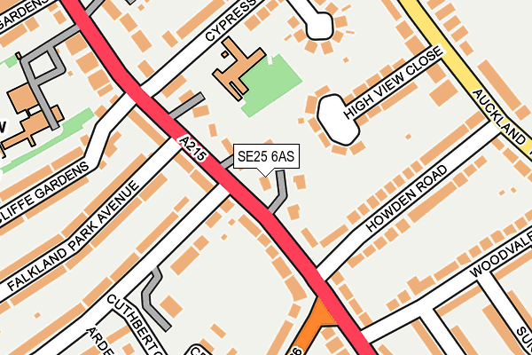 SE25 6AS map - OS OpenMap – Local (Ordnance Survey)