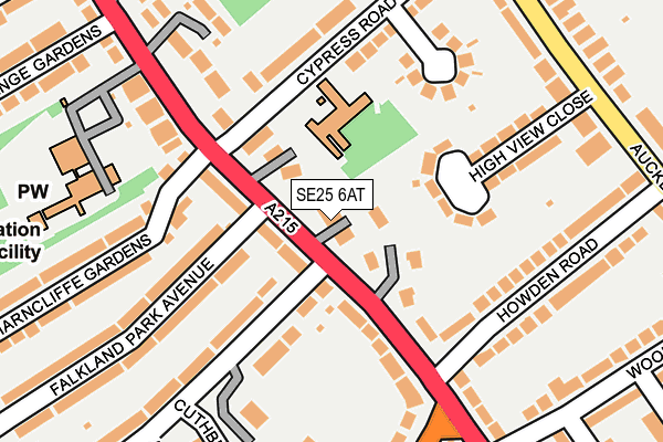 SE25 6AT map - OS OpenMap – Local (Ordnance Survey)