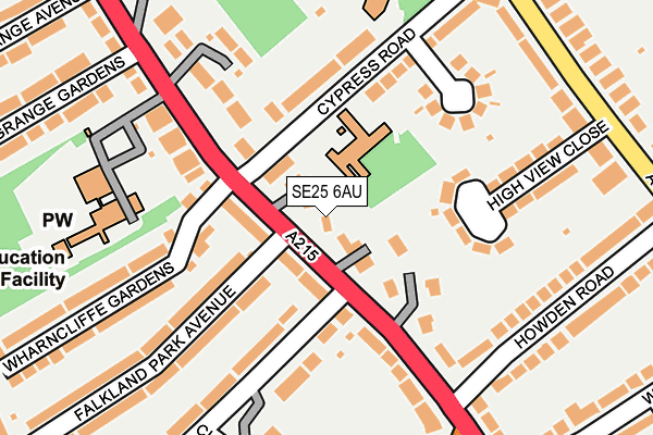 SE25 6AU map - OS OpenMap – Local (Ordnance Survey)