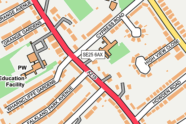 SE25 6AX map - OS OpenMap – Local (Ordnance Survey)