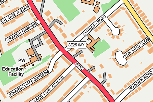 SE25 6AY map - OS OpenMap – Local (Ordnance Survey)