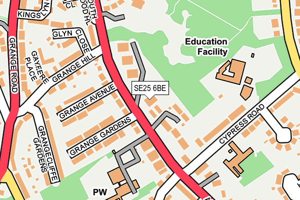 SE25 6BE map - OS OpenMap – Local (Ordnance Survey)