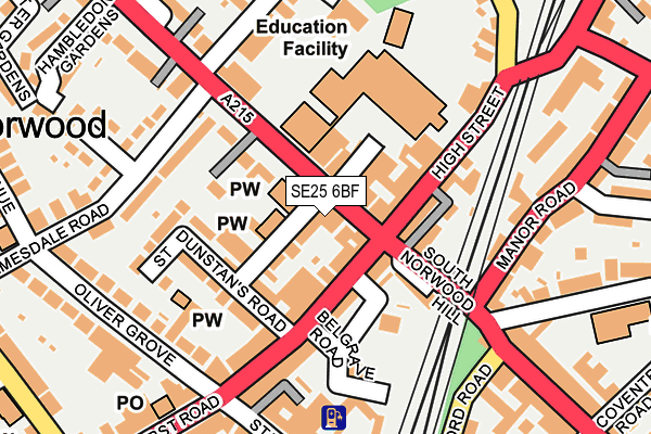 SE25 6BF map - OS OpenMap – Local (Ordnance Survey)