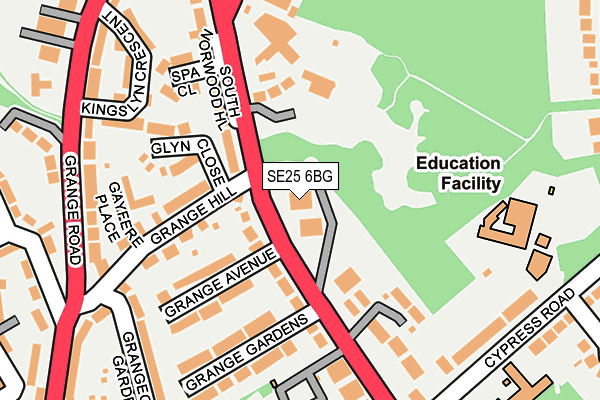 SE25 6BG map - OS OpenMap – Local (Ordnance Survey)