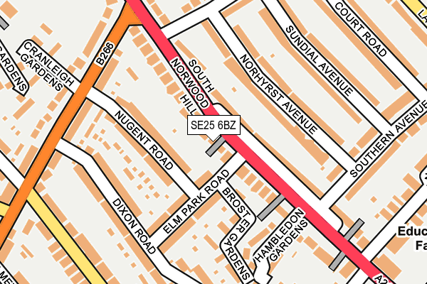 SE25 6BZ map - OS OpenMap – Local (Ordnance Survey)
