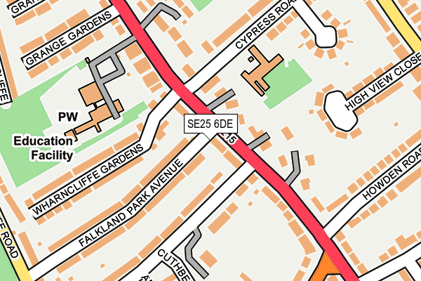 SE25 6DE map - OS OpenMap – Local (Ordnance Survey)