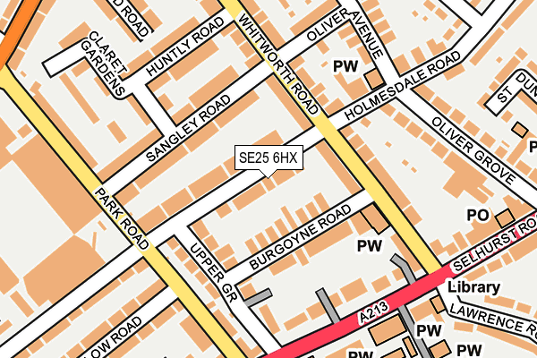 SE25 6HX map - OS OpenMap – Local (Ordnance Survey)