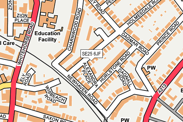 SE25 6JF map - OS OpenMap – Local (Ordnance Survey)
