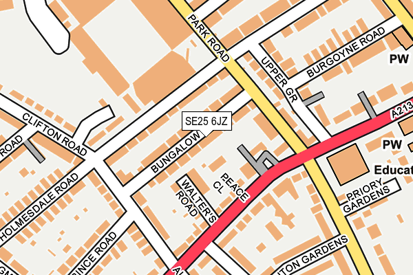 SE25 6JZ map - OS OpenMap – Local (Ordnance Survey)