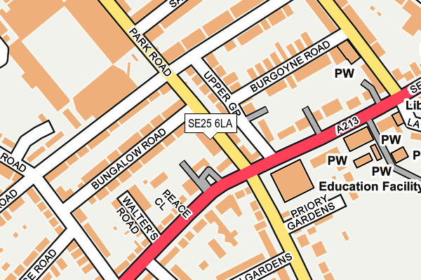 SE25 6LA map - OS OpenMap – Local (Ordnance Survey)