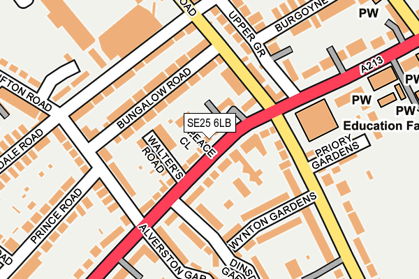 SE25 6LB map - OS OpenMap – Local (Ordnance Survey)