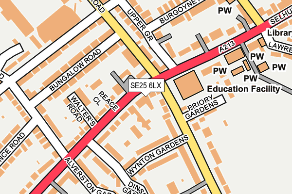 SE25 6LX map - OS OpenMap – Local (Ordnance Survey)