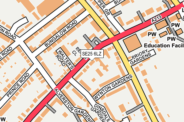 SE25 6LZ map - OS OpenMap – Local (Ordnance Survey)