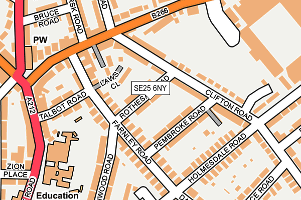 SE25 6NY map - OS OpenMap – Local (Ordnance Survey)