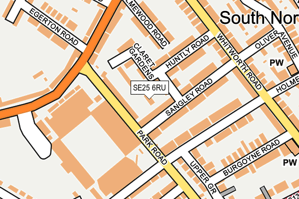 SE25 6RU map - OS OpenMap – Local (Ordnance Survey)