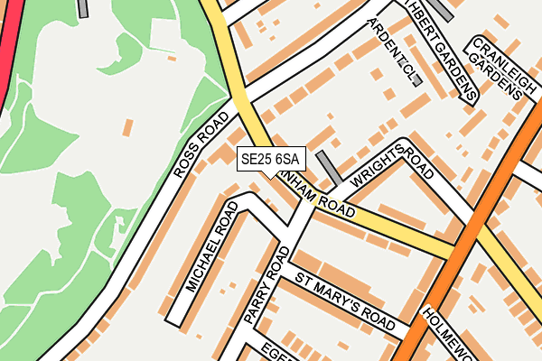 SE25 6SA map - OS OpenMap – Local (Ordnance Survey)