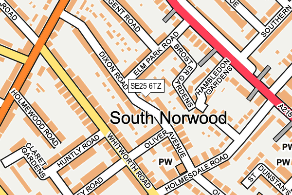 SE25 6TZ map - OS OpenMap – Local (Ordnance Survey)