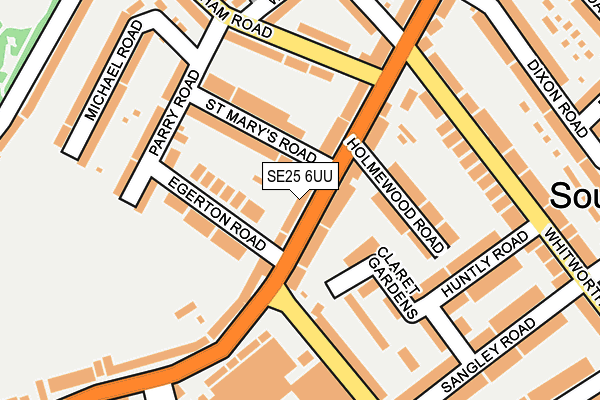 SE25 6UU map - OS OpenMap – Local (Ordnance Survey)