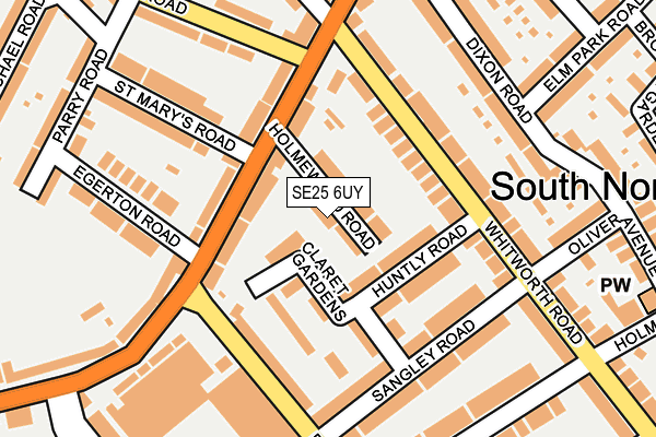 SE25 6UY map - OS OpenMap – Local (Ordnance Survey)
