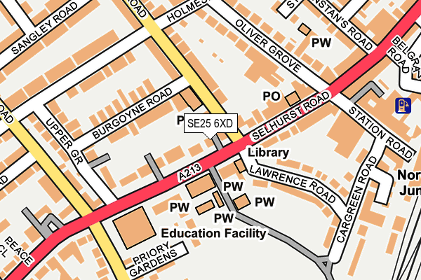 SE25 6XD map - OS OpenMap – Local (Ordnance Survey)