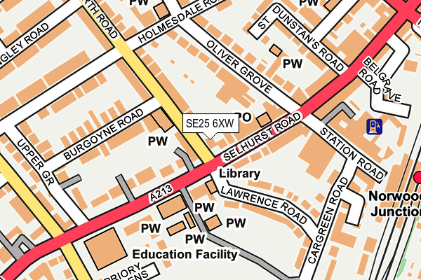 SE25 6XW map - OS OpenMap – Local (Ordnance Survey)