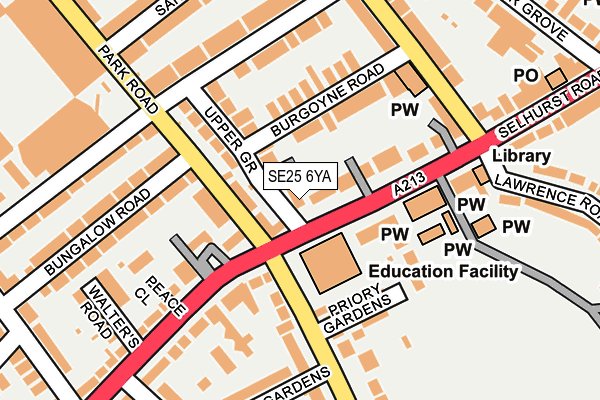 SE25 6YA map - OS OpenMap – Local (Ordnance Survey)