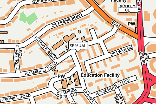 SE26 4AU map - OS OpenMap – Local (Ordnance Survey)