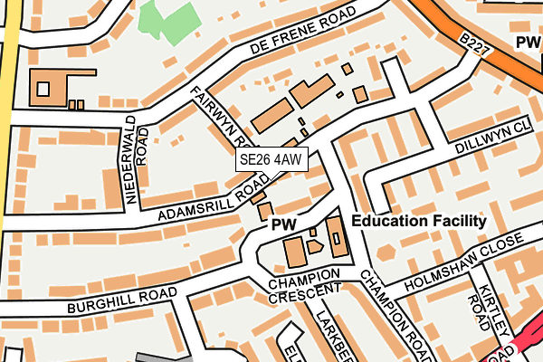 SE26 4AW map - OS OpenMap – Local (Ordnance Survey)