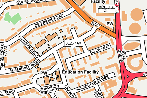 SE26 4AX map - OS OpenMap – Local (Ordnance Survey)