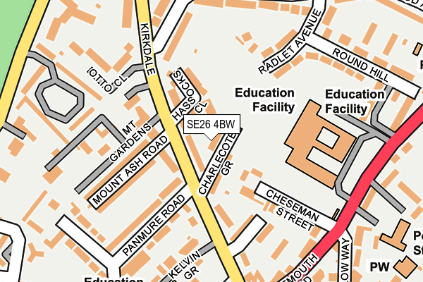 SE26 4BW map - OS OpenMap – Local (Ordnance Survey)