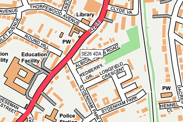 SE26 4DA map - OS OpenMap – Local (Ordnance Survey)