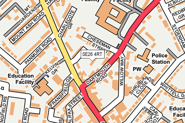 SE26 4RT map - OS OpenMap – Local (Ordnance Survey)