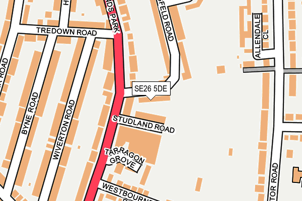 SE26 5DE map - OS OpenMap – Local (Ordnance Survey)