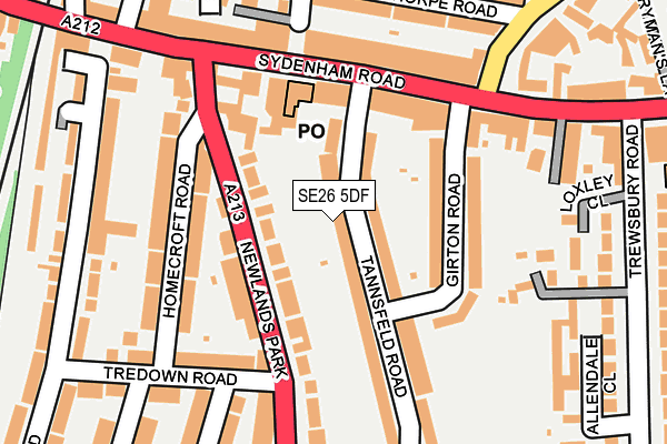 SE26 5DF map - OS OpenMap – Local (Ordnance Survey)