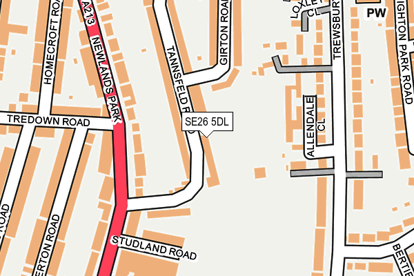 SE26 5DL map - OS OpenMap – Local (Ordnance Survey)