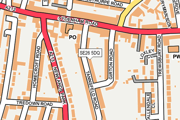 SE26 5DQ map - OS OpenMap – Local (Ordnance Survey)