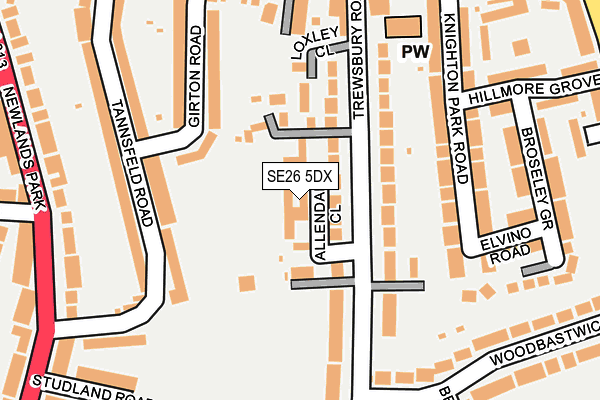 SE26 5DX map - OS OpenMap – Local (Ordnance Survey)