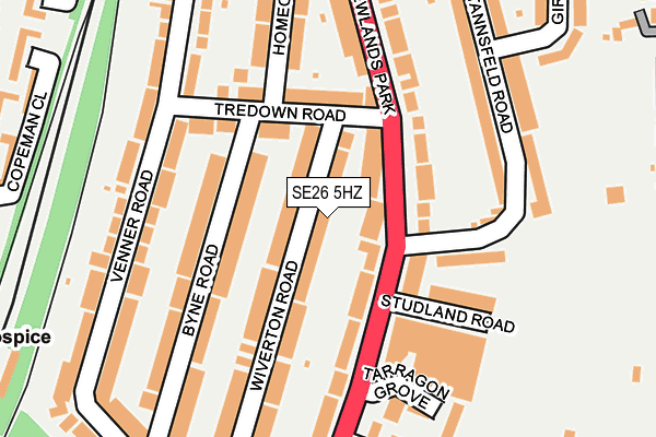 SE26 5HZ map - OS OpenMap – Local (Ordnance Survey)