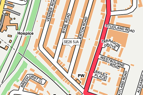 SE26 5JA map - OS OpenMap – Local (Ordnance Survey)