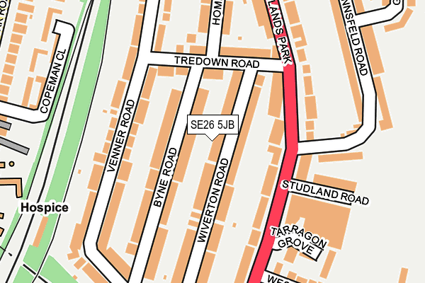 SE26 5JB map - OS OpenMap – Local (Ordnance Survey)
