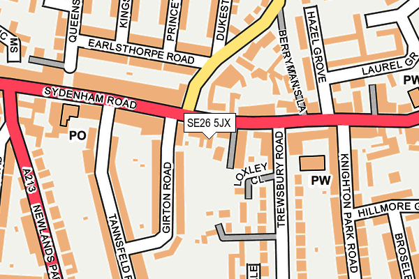 SE26 5JX map - OS OpenMap – Local (Ordnance Survey)