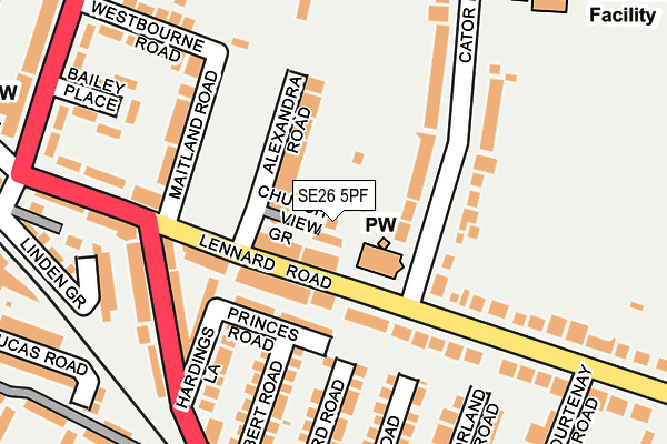 SE26 5PF map - OS OpenMap – Local (Ordnance Survey)