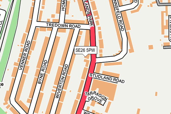 SE26 5PW map - OS OpenMap – Local (Ordnance Survey)