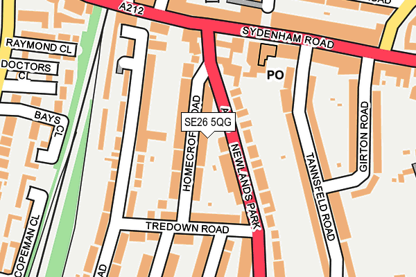 SE26 5QG map - OS OpenMap – Local (Ordnance Survey)